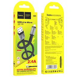 Дата кабель Hoco X85 Strength USB to MicroUSB (1m) Black - мініатюра 3