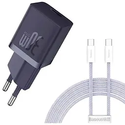 МЗП Baseus GaN5 Fast Charger (mini) 30W (1USB-C) + кабель Type-C to Type-C (P10110902) Midnight Purple