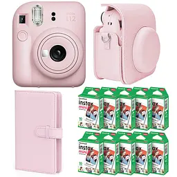 Набор камера Fujifilm Instax Mini 12, Фотобумага 100 шт, Чехол, Фотоальбом 108 фото Розовый