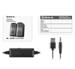 Колонки 2.0 S-135 Black, 2 x 5 Вт REAL-EL teh0021040 - мініатюра 7