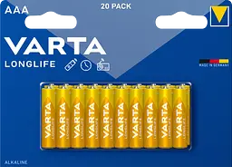 Батарейка Varta Long Life AАA Bli Alkaline, 1,5 V, 20 шт. (4103101420)