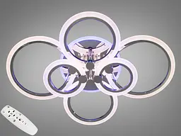 Люстра стельова LED Diasha A8022/6HR, 105W, 3200K-6000K, хром, сучасний стиль, пульт з диммером, акрилові плафони