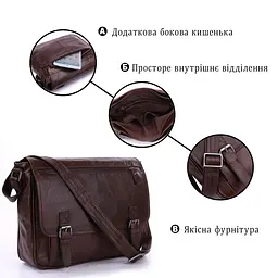 Сумка чоловіча 14089 під формат А4 Vintage коричнева - мініатюра 8