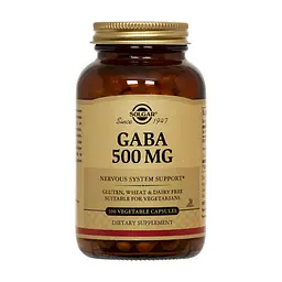 Амінокислота Solgar GABA (Гамма-аміномасляна кислота), GABA, 500 мг, 100 вегетар (SOL01211)