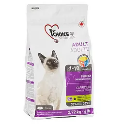 Сухий суперпреміум корм 1st Choice Adult Finicky Chicken Фест Чойс Фініки для вибагливих котів, 2.72 кг (ФЧКФ2_72)