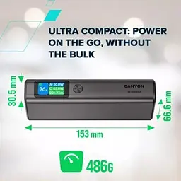 Батарея універсальна Canyon 20000mAh OnPower 230 TFT PD/130W Dark Grey (CNS-CPB230DG) - мініатюра 8