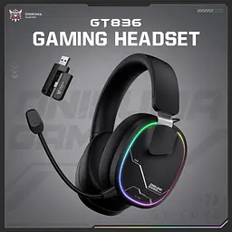 Навушники Onikuma ігрові бездротові GT836 з шумоподавленням мікрофоном та RGB підсвіткою до 60 годин роботи гарнітура для ПК - мініатюра 2