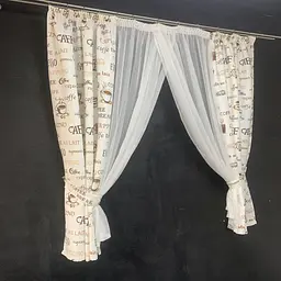 Коротка фіранка для кухні з атласу та шифону з коричневими чашками 1,8м на 4м на тасьмі ALBO pbe0052812 - мініатюра 6