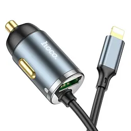 Адаптер автомобільний HOCO Lightning Cable car charger NZ7 1USB 20W сірий - мініатюра 5