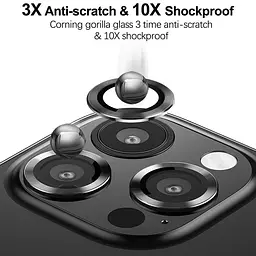 Захисне скло Metal Classic на камеру (у упак.) для Apple iPhone 16 Pro (6.3) / 16 Pro Max (6.9) Чорний / Black - мініатюра 5