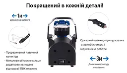 Автомобільний компресор Vitol 150psi 15Amp 40л R13-R16 Автостоп прикурювач (K-52) - мініатюра 4