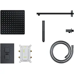 Душова система прихованого монтажу Corsan Adour black + BOX з термостатом Z01TBL, Чорний матовий