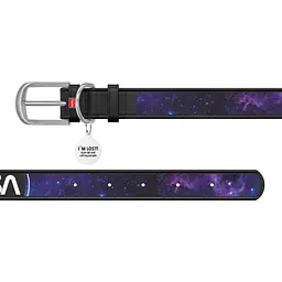 Нашийник для собак Waudog Design NASA21, шкіряний, з QR паспортом, L, 38-49х2,5 см, чорний - мініатюра 3