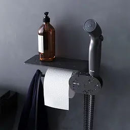 Гігієнічний душ прихованого монтажу Am.Pm Like з полицею black matt F0202622, Чорний матовий - мініатюра 3