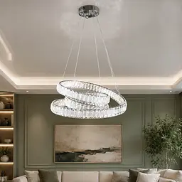 Хромована LED-люстра Splendid Ray LD8879/500/1 LED (CH), 50 см з переплетеними кришталевими кільцями