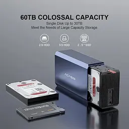 Корпус для зовнішнього накопичувача ACASIS EC-7352 USB 3.0 з підтримкою RAID та ємністю до 60 ТБ (Синій) - мініатюра 4