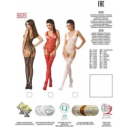 Бодістокінг Passion BS051 White, комбінезон, імітація панчох і боді - мініатюра 5