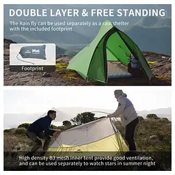 Намет Naturehike Cloud Up Pro CNK2350WS020 надлегкий двомісний темно-зелений - мініатюра 4