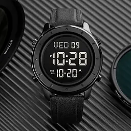 Чоловічий наручний годинник 1864LBKBK Black-Black Leather Skmei acs0030526 - мініатюра 4
