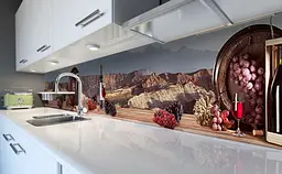 Вініловий кухонний фартух Гори і Вино наклейка для кухні ПВХ долина Природа Коричневий Happy Pocket Z181512 - мініатюра 6