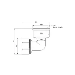 Кут обтискний SD Plus 20x3/4" ВР SD156W2020 - мініатюра 2