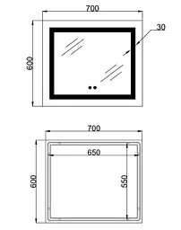 Дзеркало Lidz Kubis (KU1) 600х700 мм, прямокутне, з LED-підсвічуванням Touch LDKU60070049285 - мініатюра 7