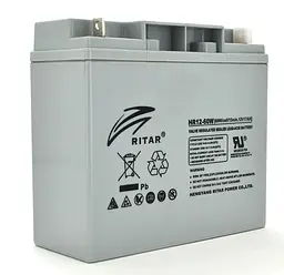 Акумуляторна батарея AGM RITAR HR12-60W, сірий корпус, 12 В 17,0 А·год - мініатюра 1