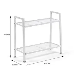 Стелаж-етажерка двоярусний з металу білий 60x26x60см SW-00002102 - мініатюра 2