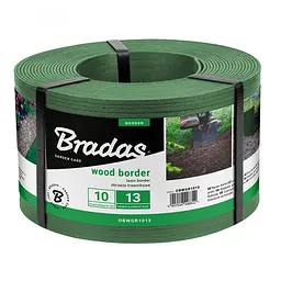 Бордюр рівний газонний Bradas WOOD BORDER 130 мм х 2,8 мм х 10 м зелений OBWGR1013