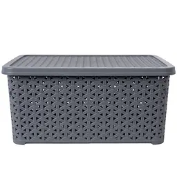 Уцінка. Кошик Diomedea з кришкою 34.5x24.5x15.5 см 10 л сірий (К13-130)   - мініатюра 2