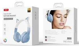 Бездротові навушники XO BE38 Cats Ear Colourful Lights Синій - мініатюра 4