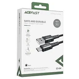 Дата кабель Acefast C1-04 USB to Type-C 3A (1.2m) Black - мініатюра 3