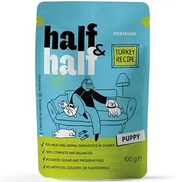 Вологий корм для собак Half&Half шматочки індички в соусі 100 г (4820261921212)