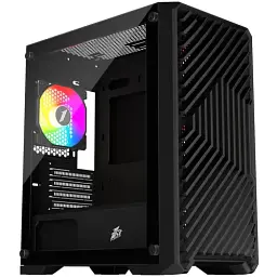 Корпус 1stPlayer T5-BK-4F1, Black, без БЖ, Mini Tower, Micro ATX, 1xUSB 3.0 / 2xUSB 2.0, макс. CPU - 165 мм / VGA - 330 мм, 4x120 мм ARGB, бічна панель із загартованого скла