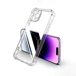 Силіконовий протиударний чохол Case панель + скло 9Н на Iphone 15 Pro прозорий (46453242454) - мініатюра 2