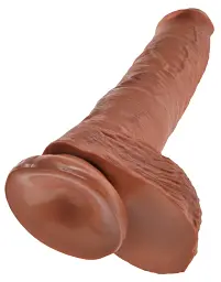 Фалоімітатор King Cock With Balls 10" 25 см коричневий - мініатюра 5