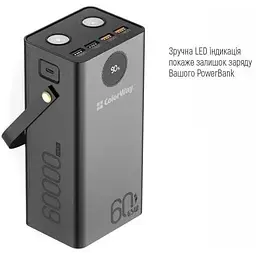 Зовнішній акумулятор ColorWay 65 Вт 4xUSB 60000 mAh чорний CW-PB600LPA5BK-PDD - мініатюра 2