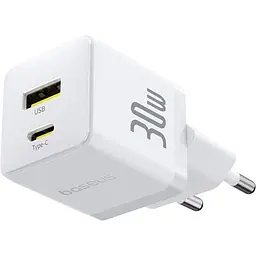Мережевий зарядний пристрій Baseus Palm Fast Charger USB-A/USB-C 30W + Cable USB-C to USB-C 60W 1m White (P1011160A213-01) [168073] - мініатюра 4