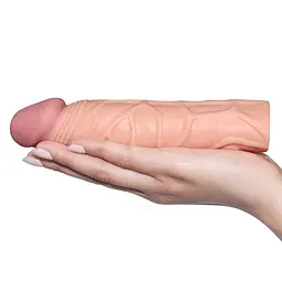 Насадка на пеніс Lovetoy Pleasure X-Tender Penis Sleeve 17 см тілесний - мініатюра 3