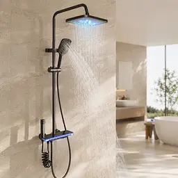 Душ / змішувач Faucet (CRH-8921 багатофункціональний з LED ГІДРОЕНЕРГЕТИКОЮ метал / Душова система з верхнім та ручним душем / Душова система для ванни - мініатюра 3