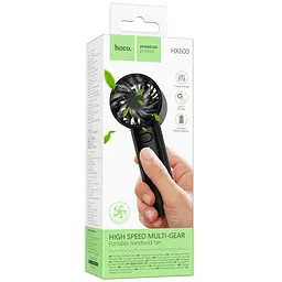 Портативний вентилятор Hoco HX600 handheld folding fan 1200 mAh Black - мініатюра 2