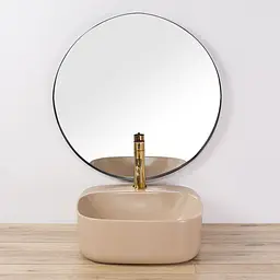 Умивальник Rea Luiza 42 beige mat накладний бежевий матовий REA-U9607 - мініатюра 3