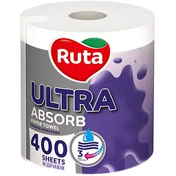 Рушники паперові Ruta Ultra 1 рул 3 шари білі