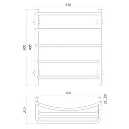 Рушникосушарка UNIO LКD W 600-500-5 Драбинка Каскад Дуга (20867) - мініатюра 5