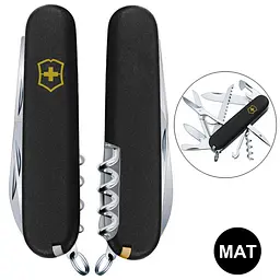 Ніж Victorinox Huntsman Mat 91мм 15функ чорн.мат/жовт.лого