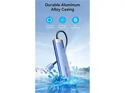 Мультипортовий адаптер Vention 5-in-1 USB-A to USB3.0x3/RJ-45/USB-C Power (TGFSB) - мініатюра 4