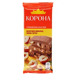 Уцінка. Шоколад молочний Корона Лісовими горіхами 85 г