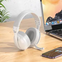 Бездротові ігрові навушники Borofone BO30 Magic light (Bluetooth, Type-C to 3.5 wired) 400mAh, 32h, Білий - мініатюра 4
