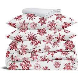 Комплект постільної білизни Cosas Snowflakes CS1 Сімейний винний (SnowflakesRedWhite_01White_160x2)