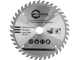 Диск по дереву INTERTOOL 180х22,2мм 1,5мм 40зуб. (CT-3043)